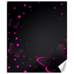 Butterflies, Abstract Design, Pink Black Canvas 8  x 10 