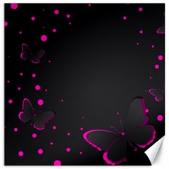 Butterflies, Abstract Design, Pink Black Canvas 16  X 16 