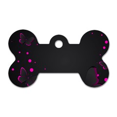 Butterflies, Abstract Design, Pink Black Dog Tag Bone (one Side)