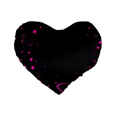 Butterflies, Abstract Design, Pink Black Standard 16  Premium Heart Shape Cushions
