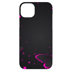 Butterflies, Abstract Design, Pink Black Iphone 14 Plus Black Uv Print Case by nateshop