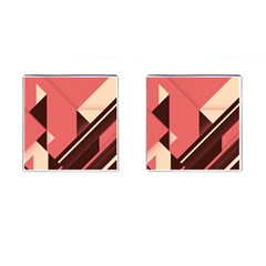 Retro Abstract Background, Brown-pink Geometric Background Cufflinks (square) by nateshop