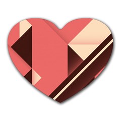 Retro Abstract Background, Brown-pink Geometric Background Heart Mousepad by nateshop