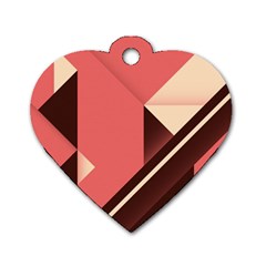 Retro Abstract Background, Brown-pink Geometric Background Dog Tag Heart (two Sides) by nateshop