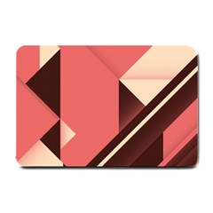 Retro Abstract Background, Brown-pink Geometric Background Small Doormat by nateshop