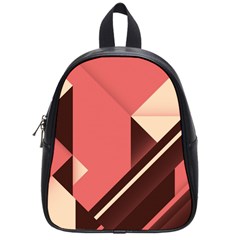 Retro Abstract Background, Brown-pink Geometric Background School Bag (small) by nateshop