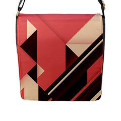 Retro Abstract Background, Brown-pink Geometric Background Flap Closure Messenger Bag (l) by nateshop