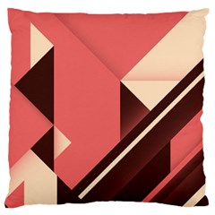 Retro Abstract Background, Brown-pink Geometric Background Large Premium Plush Fleece Cushion Case (two Sides)