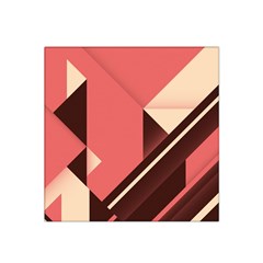 Retro Abstract Background, Brown-pink Geometric Background Satin Bandana Scarf 22  X 22  by nateshop