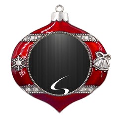 S Black Fingerprint, Black, Edge Metal Snowflake And Bell Red Ornament by nateshop