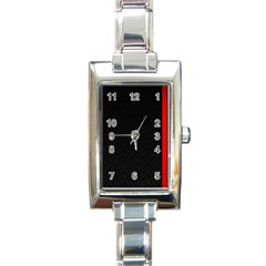 Abstract Black & Red, Backgrounds, Lines Rectangle Italian Charm Watch by nateshop