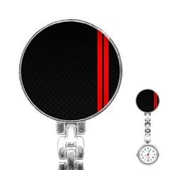 Abstract Black & Red, Backgrounds, Lines Stainless Steel Nurses Watch