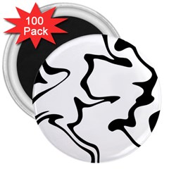 Black And White Swirl Background 3  Magnets (100 Pack)