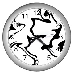 Black And White Swirl Background Wall Clock (silver)