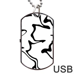 Black And White Swirl Background Dog Tag Usb Flash (two Sides)