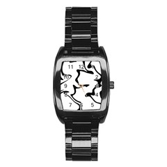 Black And White Swirl Background Stainless Steel Barrel Watch