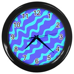 Purple Mint Turquoise Background Wall Clock (black)