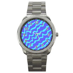 Purple Mint Turquoise Background Sport Metal Watch