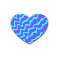 Purple Mint Turquoise Background Rubber Coaster (heart)