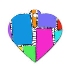 Shapes Texture Colorful Cartoon Dog Tag Heart (two Sides)