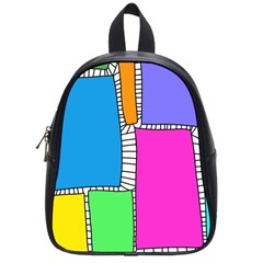 Shapes Texture Colorful Cartoon School Bag (small)