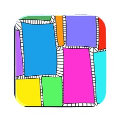 Shapes Texture Colorful Cartoon Square Metal Box (black) by Cemarart