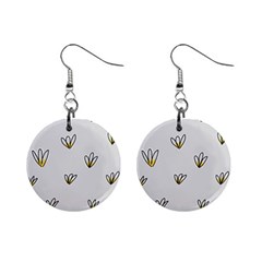 Pattern Leaves Daisies Print Mini Button Earrings