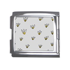 Pattern Leaves Daisies Print Mega Link Italian Charm (18mm) by Cemarart