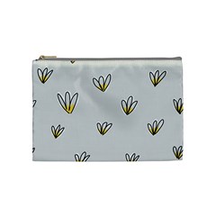 Pattern Leaves Daisies Print Cosmetic Bag (medium)