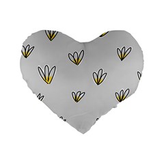 Pattern Leaves Daisies Print Standard 16  Premium Heart Shape Cushions