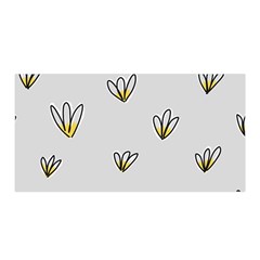 Pattern Leaves Daisies Print Satin Wrap 35  X 70 