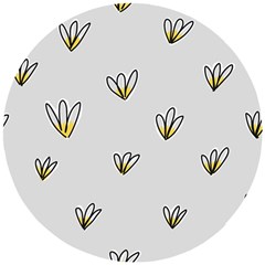 Pattern Leaves Daisies Print Wooden Puzzle Round by Cemarart