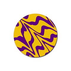 Waves Pattern Lines Wiggly Rubber Round Coaster (4 Pack)