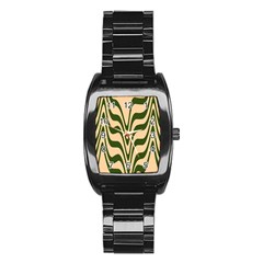 Swirl Pattern Abstract Marble Stainless Steel Barrel Watch