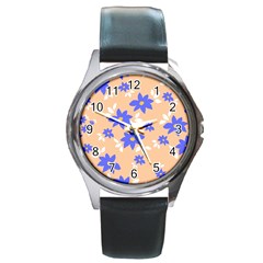 Flowers Pattern Floral Print Round Metal Watch