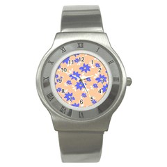 Flowers Pattern Floral Print Stainless Steel Watch