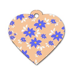 Flowers Pattern Floral Print Dog Tag Heart (one Side)