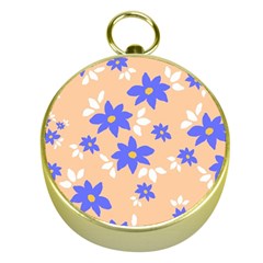 Flowers Pattern Floral Print Gold Compasses