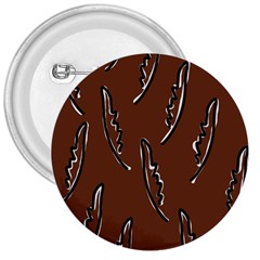 Feather Leaf Pattern Print 3  Buttons