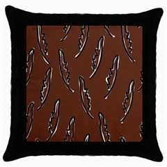 Feather Leaf Pattern Print Throw Pillow Case (black)