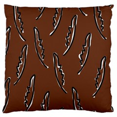 Feather Leaf Pattern Print Standard Premium Plush Fleece Cushion Case (one Side)