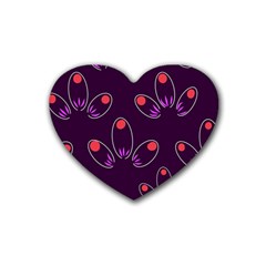 Pattern Petals Dots Print Seamless Rubber Heart Coaster (4 Pack)