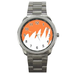 Orange Background Halloween Sport Metal Watch by Cemarart