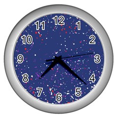 Texture Grunge Speckles Dots Wall Clock (Silver)