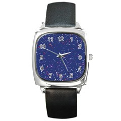 Texture Grunge Speckles Dots Square Metal Watch