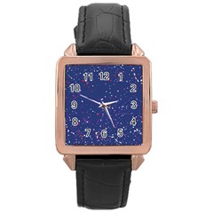 Texture Grunge Speckles Dots Rose Gold Leather Watch 