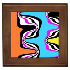 Liquid Warp Background Orange Blue Framed Tile