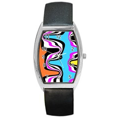 Liquid Warp Background Orange Blue Barrel Style Metal Watch