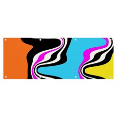 Liquid Warp Background Orange Blue Banner And Sign 8  X 3  by Cemarart