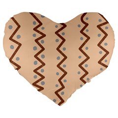 Print Pattern Minimal Tribal Large 19  Premium Flano Heart Shape Cushions